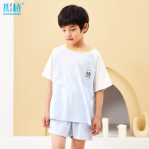 Color bridge childrens clothing childrens short sleeve suit boys cotton summer thin pajamas
