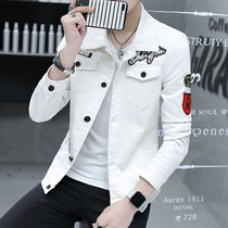  Denim jacket mens autumn Korean version of the trend printing 2021 new fashionable youth wild embroidery trend jacket