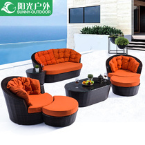 Sunshine outdoor sofa coffee table combination simple rattan Weike sofa courtyard garden terrace clubhouse big sofa