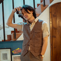 SOARIN British retro PLAID suit vest MENs wool business casual suit VEST PONY clip