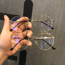Vintage Irregular Glasses Frame Women's Net Red Ultra Light Freckle Anti-blue Myopia Eyeglasses Men's Round Face Matching Degree