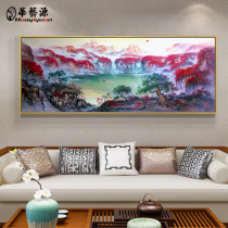 Landscape painting pure hand-painted living room decoration painting new Chinese style feng shui backer mountain mural painting Hongyun head custom European oil painting