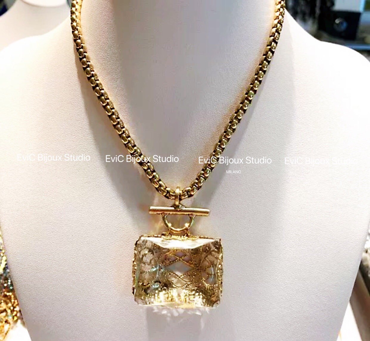 BIG designer 24k gold plated high - fixed crystal network red blogger of the same sugar necklace is not refunded