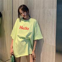 Bull Oil Fruit Green T-Shirt Woman Short Sleeve 2020 New Summer Han Version Loose Body Half Sleeve Rag Tea Green Blouse Tide