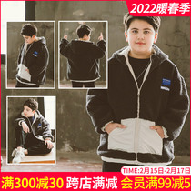 Big children's coat male fat boy plus fat increase lamb wool hooded double-sided trench coat fat children Korean version of autumn and winter clothing