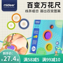 MiDeer Milu childrens ten-thousand-gauge ruler painting kindergarten baby toy painting template 3-6 years old