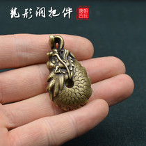 Zodiac dragon Dragon-shaped handle Antique bronze Dragon-shaped figure pendant Old copper casting vintage style distribution lanyard