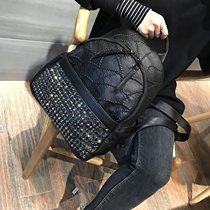 Tide card 2021 new European and American fashion water drill large capacity double shoulder bag girl soft leather backpack college wind casual school bag