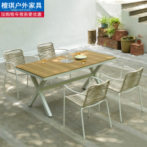 Outdoor table and chairs Nordic Courtyard Garden balcony Living room Outdoor Café outdoor Café Casual Webbing Vine Chair Three Sets Combinations