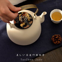 Taiwan handmade white clay pottery pot kung fu copper lifting beam boiling teapot electric pottery stove Japanese kettle tea health ceramics