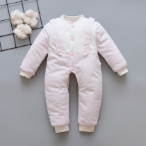 Newborns cotton one-piece clothes spring thin cotton clothes ha clothes 03-6 months baby warm ha clothes pure cotton baby