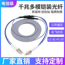 Gigabit multi-mode armored fiber jumper two double-core four-core LC to SC-ST-FC anti-rat tensile armored pigtail 2-4-6-8 core 3M5 10 20 meters 100 meters finished light