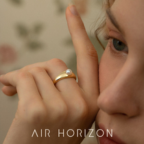 AIR-HORIZON natural pearl ring cold wind high-grade sense ring womens simple retro plain ring index ring