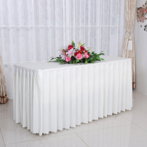 Customized wedding event hotel office meeting tablecloth white table skirt dress exhibition red sign-in skirt