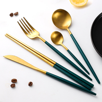  304 stainless steel knife fork and spoon three-piece set Golden creative cute household net celebrity ins Western tableware set