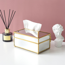 Light luxury Nordic modern model room mirror living room coffee table table tissue box creative desktop decoration paper box