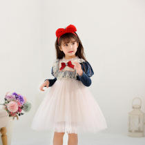 Halloween girl snow white princess dress autumn and winter children long sleeve tuft dress dress dress dress baby Foreign dress