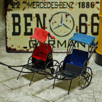 Wrought iron crafts retro small yellow chartered car model living room wine cabinet Office home fashion ornaments shooting props