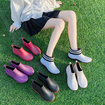 2021 Autumn Winter New Rain Shoes Ladies Fashion Comfort Plus Suede Warm Thick Bottom Abrasion Resistant Work Waterproof Shoes