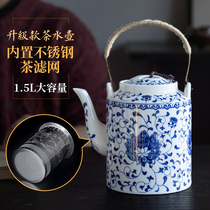 Old-fashioned cold water pot Large capacity household Chinese blue and white porcelain large cold water pot Hotel ceramic beam pot tea