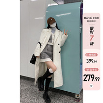 The Barbie Aunt White Son Coat Woman Winter New Korean High Sensation Clip Cotton Thickening Medium Long Fur Coats