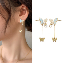 2021 New Tide temperament advanced design feel earrings earrings S925 sterling silver needle tassel butterfly earrings female
