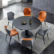 Italian-style imported slate dining table square and round dual-use rotating telescopic round table home small apartment multi-functional deformable dining table