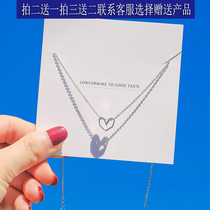 s925 pure silver niche hollowed-out loving lock bone chain female Japan-ROK brief frescoed peach heart pendant necklace student gift