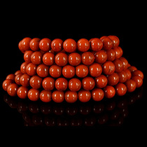 79 90g 8mm nine-mouthed pure persimmon red southern red agate ball necklace Buddha beads multi-Circle Bracelet