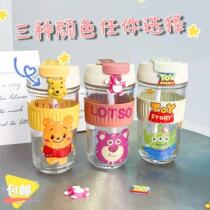 Strawberry Bear Double Cup Coffee Cup Glass Cup 2022 new cup of straw cup high value along the line