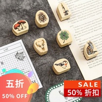 Language leisure wooden seal cute animal bird elk mushroom hand account decoration tool seal