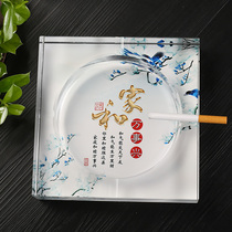 Chinese ashtray New Chinese style creative personality trend Household living room crystal glass cylinder large Chinese style ashtray