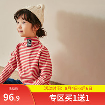 Pear small leisure girls 2020 autumn new striped wild high collar grinding female baby childrens inner tie base shirt