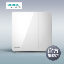 Siemens switch socket panel Ruizhi titanium silver frame 86 type three-open double control with LED official flagship store