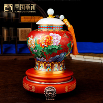 Daiga Lin Jingtai Blue inlaid Yufu Lu Lianlian tea leaf jars living room tea table swing pieces to lead art collection