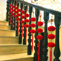 New Year flocking small lanterns to hang up with big red lanterns Outdoor New Years Eve Festive Wedding wedding Bonsai Spring Festival Decorative Balcony