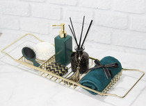 Bathroom showroom Bath cylinder frame bath towel Golden telescopic bracket storage rack net plate light luxury Nordic