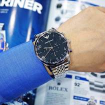 Counter Armani Mens Watch Armani fashion three-eye stainless steel quartz waterproof mens watch AR1863