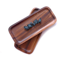 Japanese high-grade wooden tray Acacia Wood tea tray hand grip groove rectangular dinner plate snack plate tea tray fruit plate