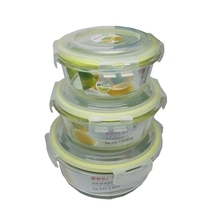 Xingmei 0588-0590 glass lunch box microwave fresh box round bento box microwave sealed glass bowl