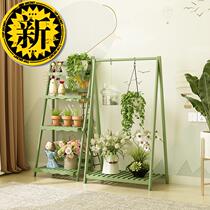 Flower shelf balcony with flower pots balcony leaning against wall 6 green loola shelf Three floors new floor style multilayer creative object hanging