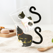 Cloud Wood groceries creative cute cat transparent glass tail handle personality heat-resistant microwave Cat Claw Cup
