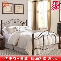 Iron bed double bed 1 5 1 8 single bed 1 2 meters American bed frame simple retro European style idyllic princess bed