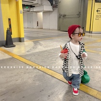 xxxxkids 2021 new Korean boy and girl diamond shirt for childrens cotton veil long sleeve shirt