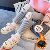 Girls plus trousers in autumn and winter 2022 new baby trousers thickened one - flet winter trousers