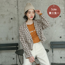  Buy three free and one September note retro plaid blazer womens wild temperament short small suit