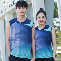 Breathable sleeveless badminton jacket mens and womens sports quick dry row net Pong ball chopping sleeve sports training clothes printing