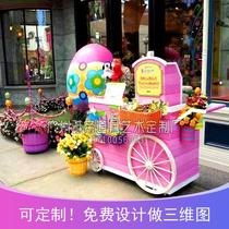 Spring Spring Day Mall Flower Decoration Car Shelving Flower Shop Outdoor Floral Flower Shelf Outdoor Promotion Car Booking