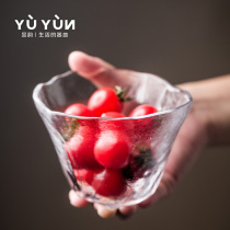 Yuyun Japanese Hammer Salad Bowl Household Glass Bowl Foot Bowl Single Rice Bowl Fruit Bowl Dessert Bowl
