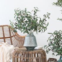 Sicilian emulation flower olive branch green planting fruit branches fake flowers home living room decoration flower table flower arrangement pendulum pieces